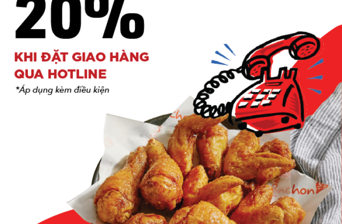 Ưu đãi 20% - gọi giao hàng qua Hotline